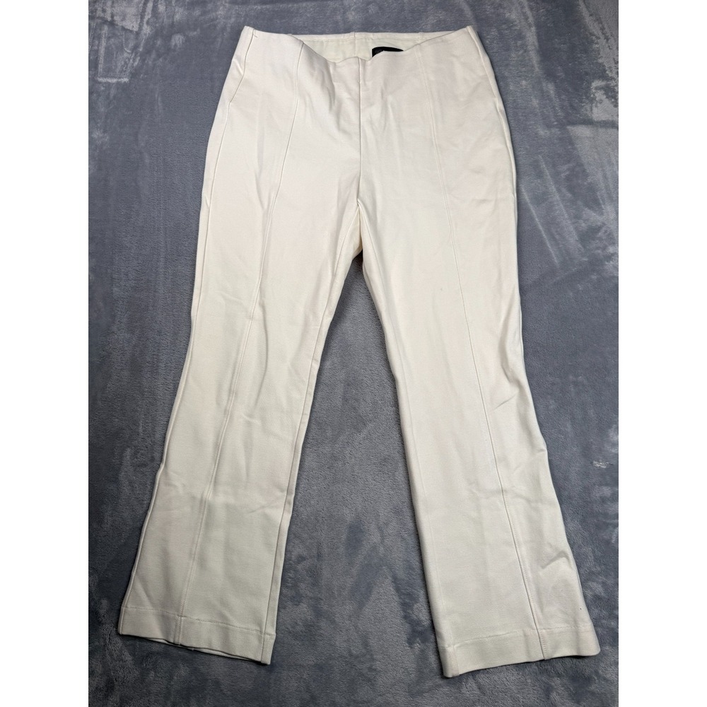 Rafaella Cropped Pants Womens Medium Beige Stretch Mid Rise Slimming Bootcut Leg